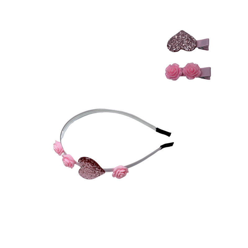 Wholesale Resin Valentine's Day love pink five-pointed star dress headband headdress set
